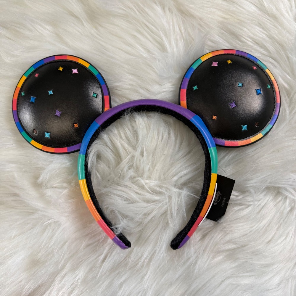 NWOT - Disney Parks - 2025 Pride Mickey Ears Rainbow Faux Leather